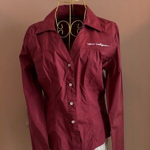 True Religion Maroon Button-Down Shirt